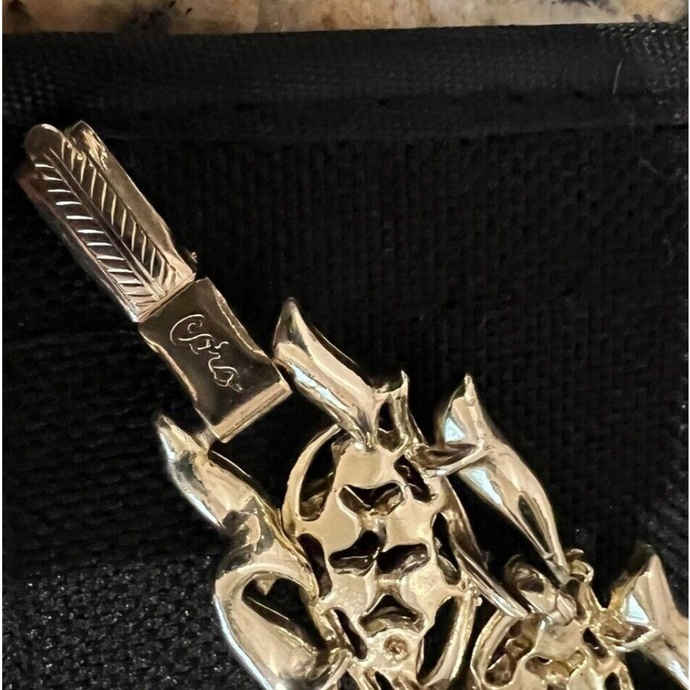 Coro Panel Bracelet Gold Tone Leaves AB Rhinestones Vintage Signed - Picture 5 of 7